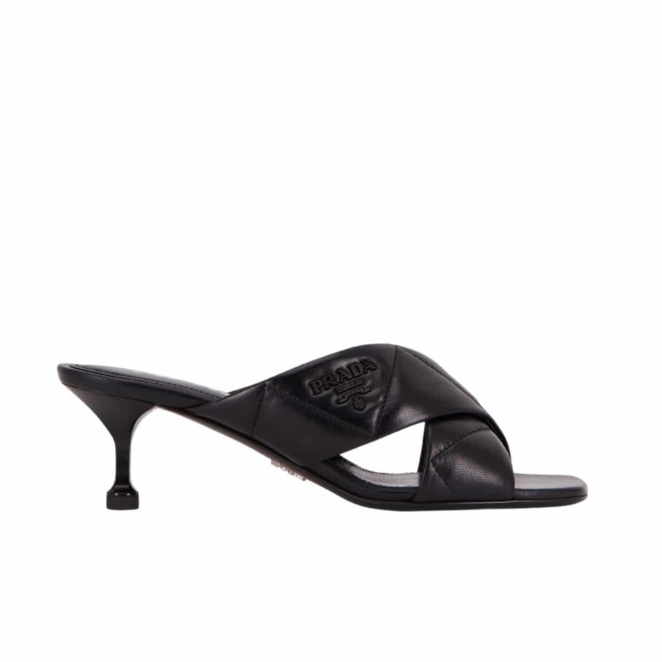 Prada Black Quilted Leather Mule view 2