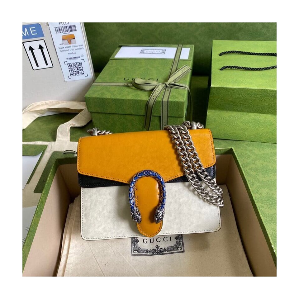 Gucci Dionysus Mini Bag Orange White Leather view 2