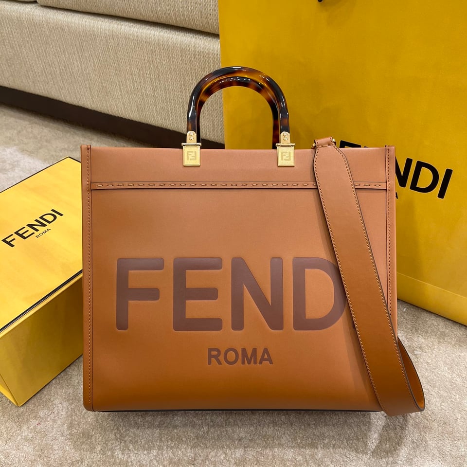 Fendi Sunshine Medium Leather Brown Shopper 35Cm view 3