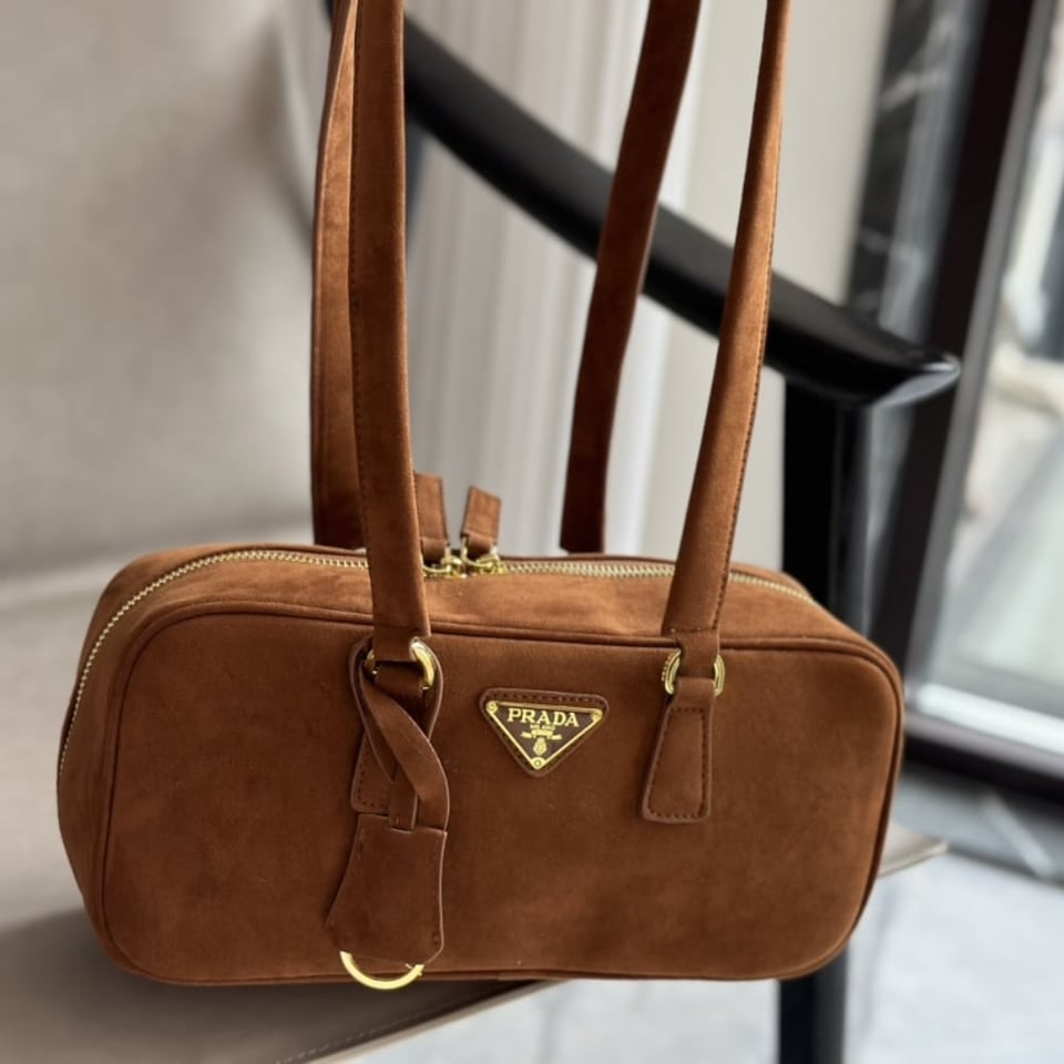 Prada Suede Shoulder Bag Cocoa Brown 29Cm view 4