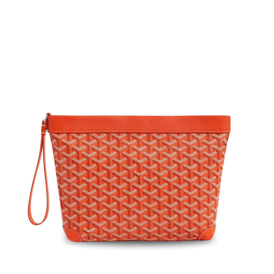 Goyard Conti Pouch 24 cm Orange Lambskin And Goyardine Canvas view 2