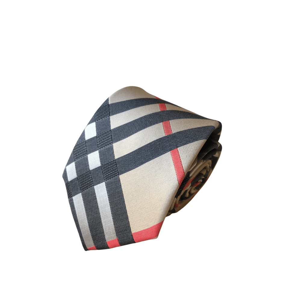 Burberry Beige Classic Check Silk Tie For Men view 2