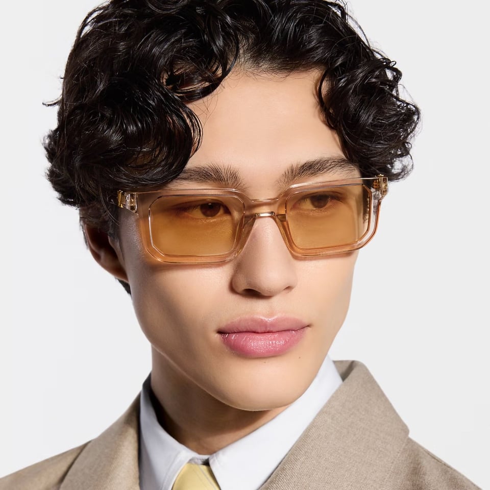 Louis Vuitton Hit Square-Shaped Sunglasses Crystal Champagne Brown Z3291U view 2