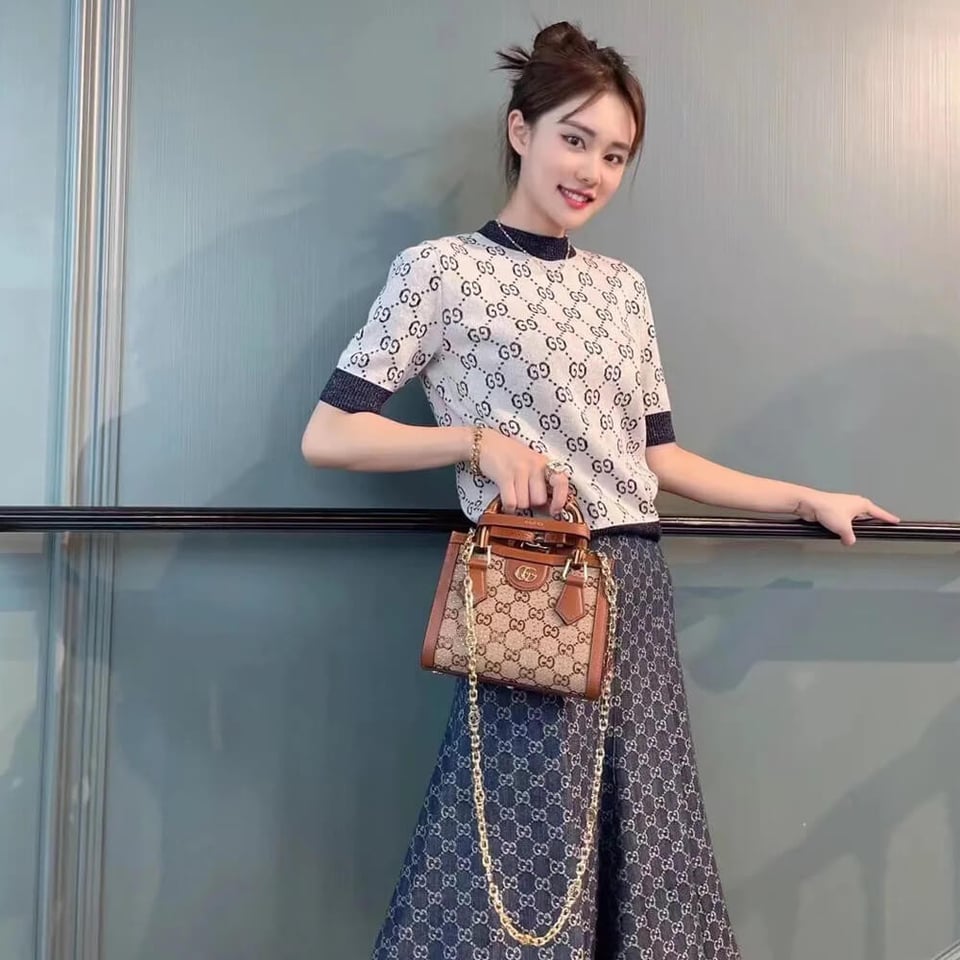 Gucci Diana Crystals Mini Tote Bag view 3