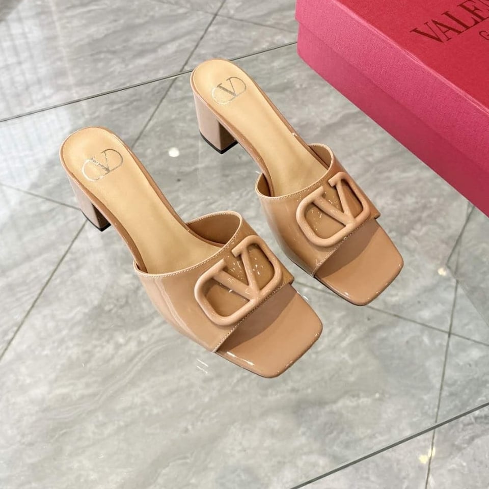 Valentino Vlogo Signature Slide Sandal Beige view 4