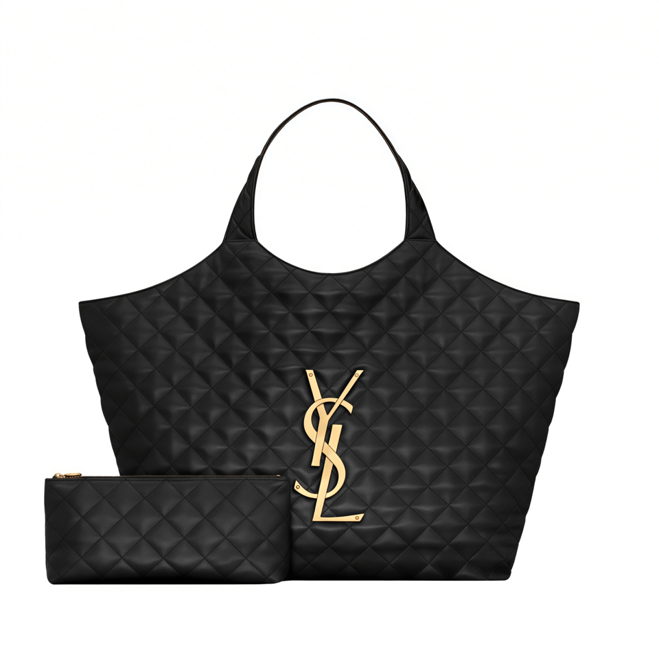 Saint Laurent Icare Maxi Shopping Bag In Quilted Black 52cm view 2