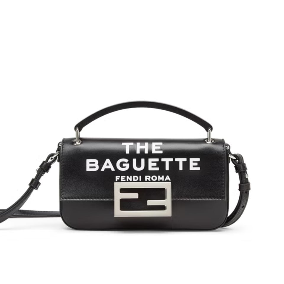 Fendi By Marc Jacobs Maxi Baguette Canvas Bag In Leather Black 26Cm/ 10.2in view 2