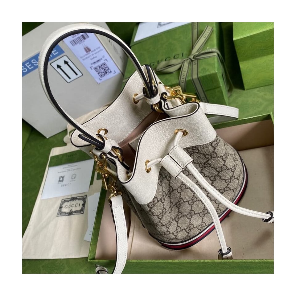 Gucci Ophidia Small GG Bucket Bag White view 6
