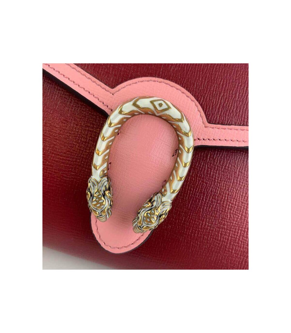 Gucci Dionysus Mini Chain Bag in Red and Pink Leather 20cm view 7