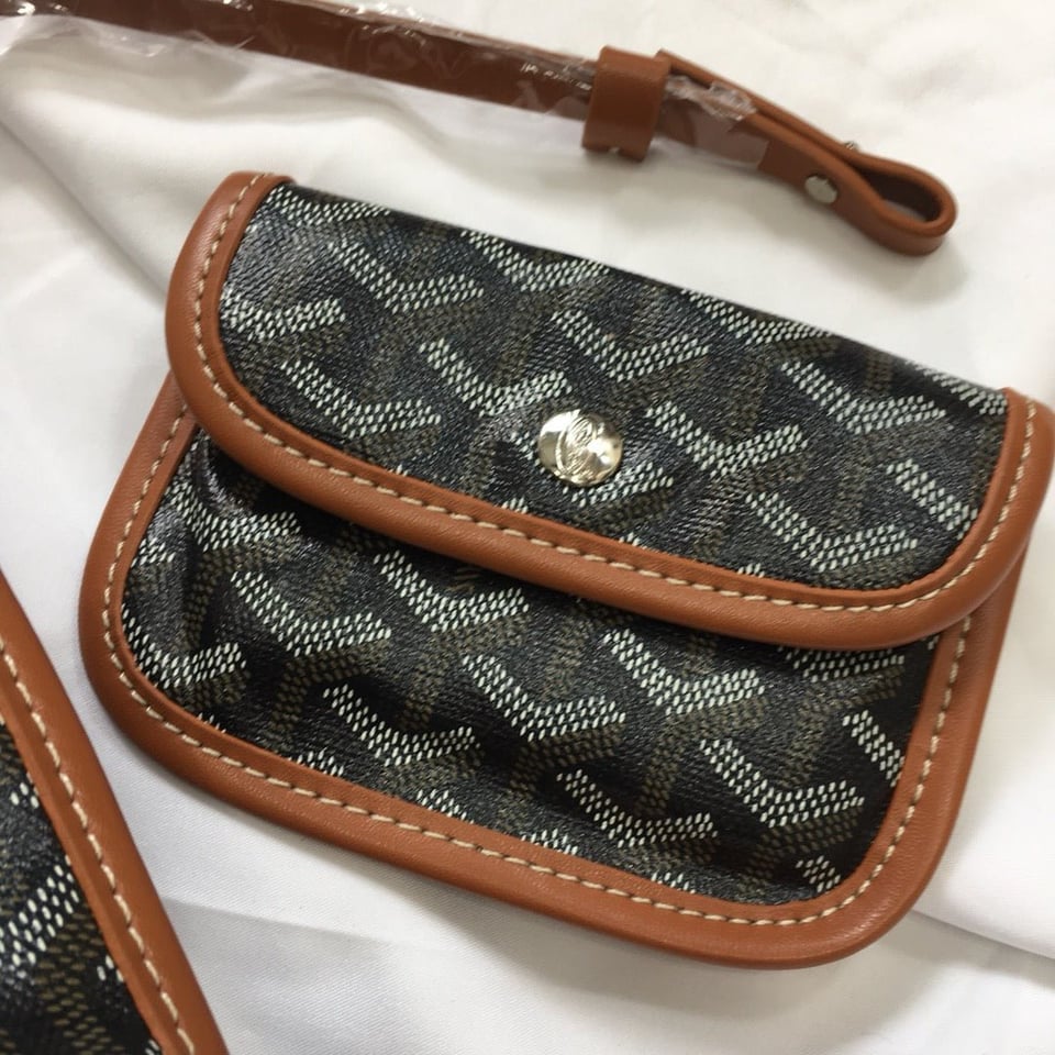 Goyard Anjou Mini Bag 20cm Black And Tan Canvas view 8