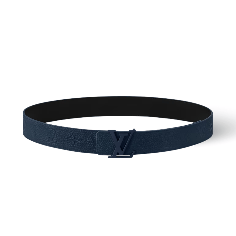Louis Vuitton LV Taurillon Two Sides 40mm Reversible Men Belt Navy Blue M8663T view 2