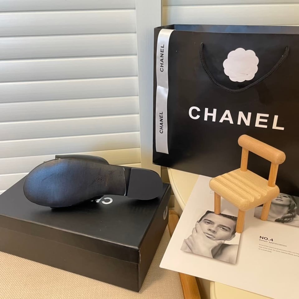 Chanel White Camellia Slides Black view 8