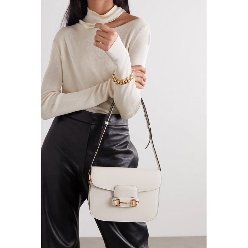 Gucci Horsebit 1955 Shoulder Bag In White Leather view 3