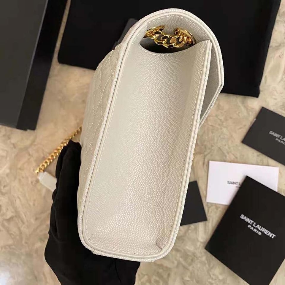 Saint Laurent Envelope Small Bag In Mix Matelasse Grain De Poudre Embossed White view 11