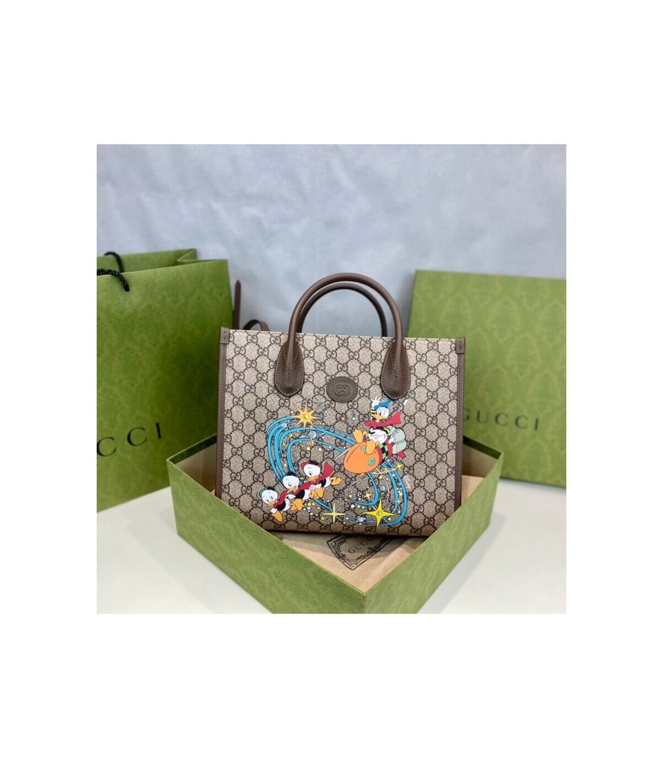 Gucci Beige GG Supreme Canvas Donald Duck Tote Bag 31cm view 4