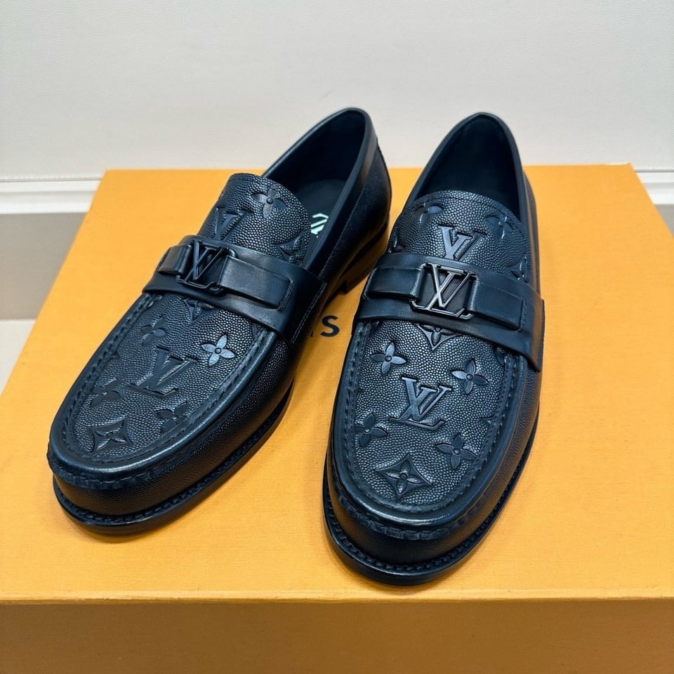 LV Major Loafer Black Monogram Calfskin Leather Shoes For Men view 11