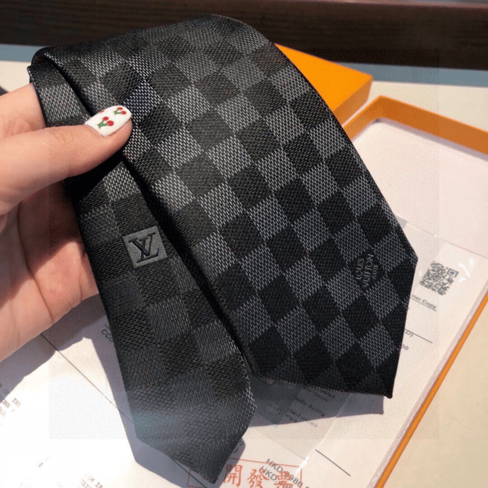 Louis Vuitton Black Damier Canvas Tie For Men view 4