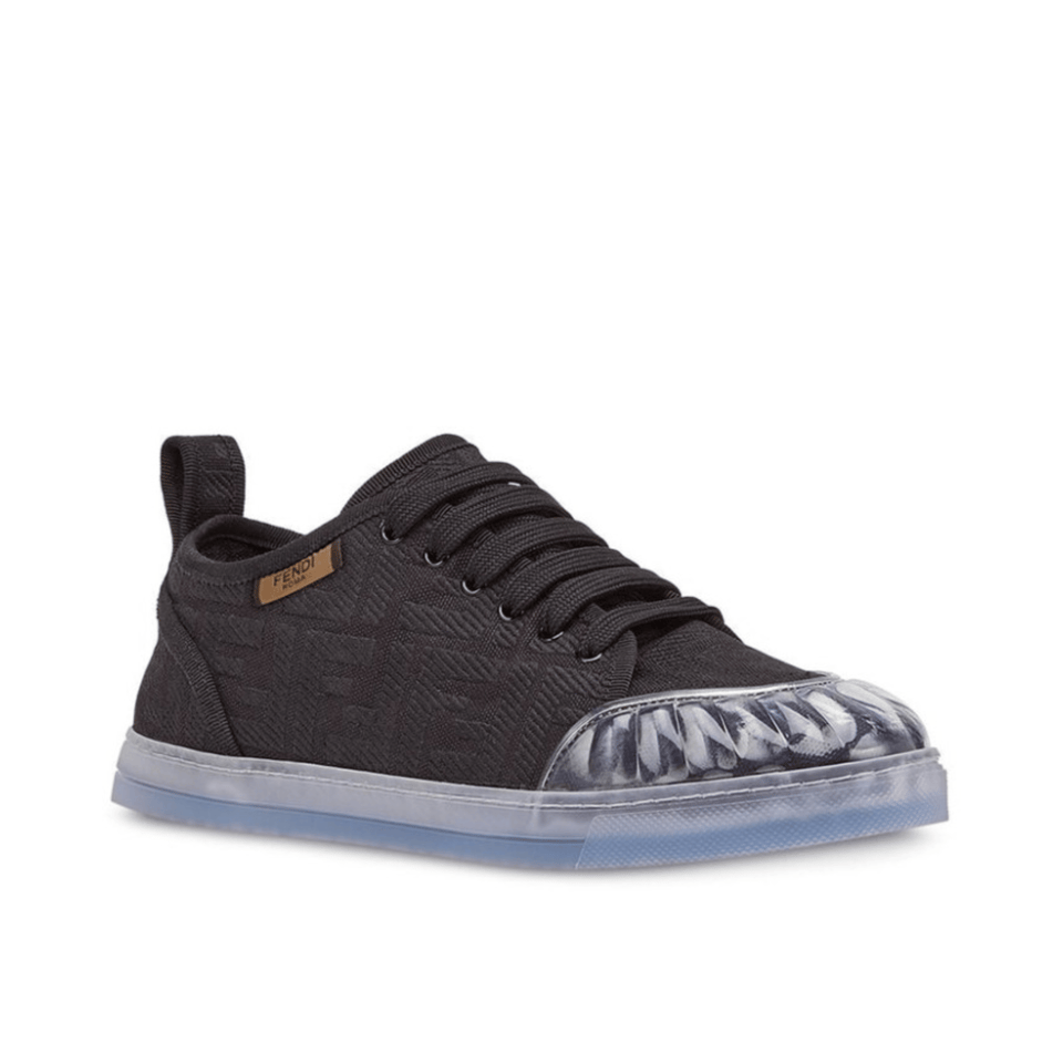 Fendi Corda Low Top Sneaker Tess Canvas Black view 2