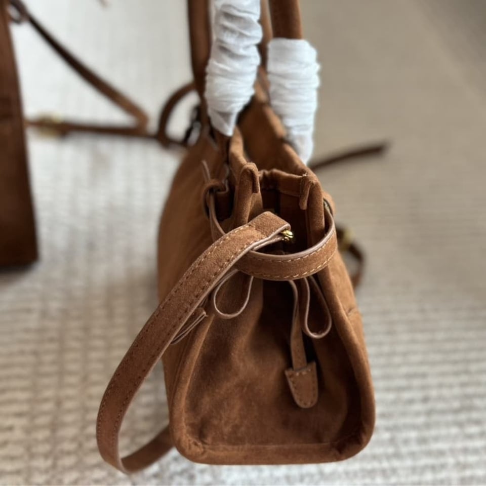 Prada Medium Suede Handbag Cocoa Brown 32Cm view 7