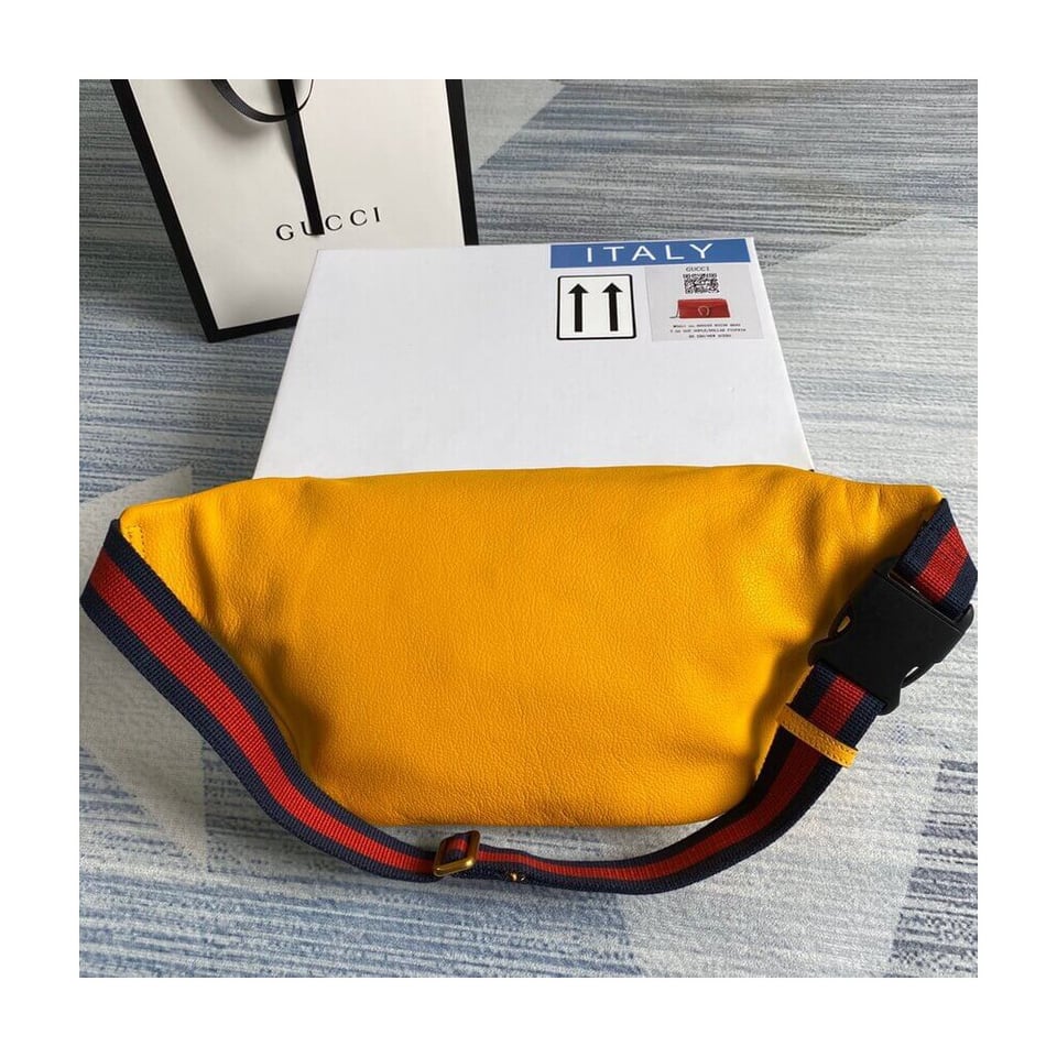 Gucci Print Leather Belt Bag Yellow view 3