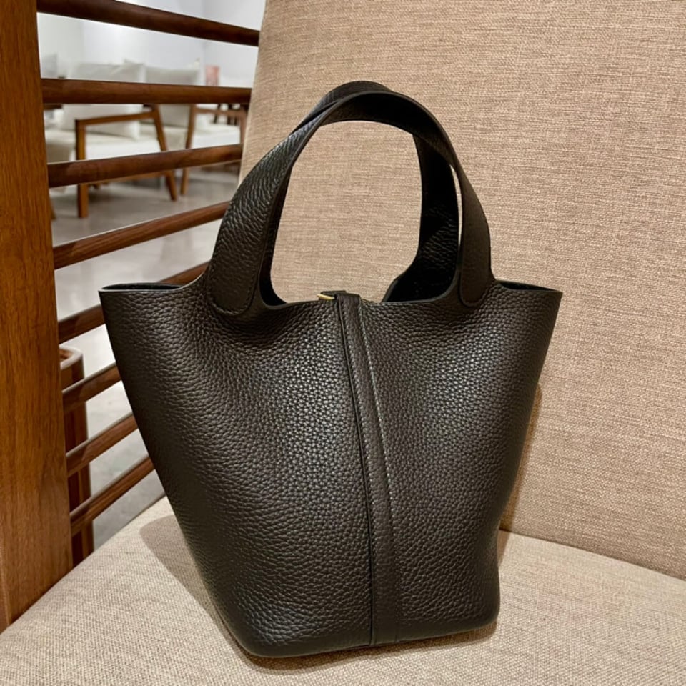 Hermes Picotin Lock Bag In Taurillon Clemence Noir Black 22Cm view 5