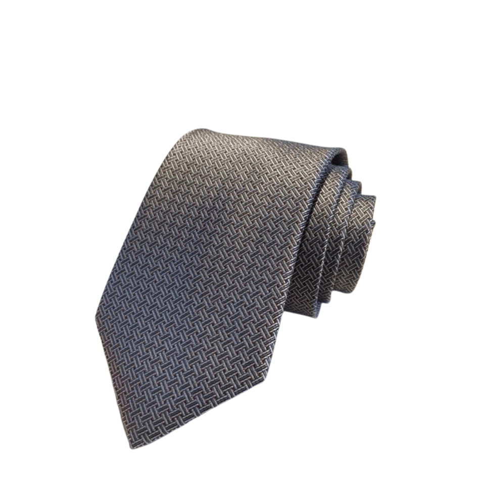 Hermes Light Gray Interlocking Pattern Canvas Tie For Men view 2