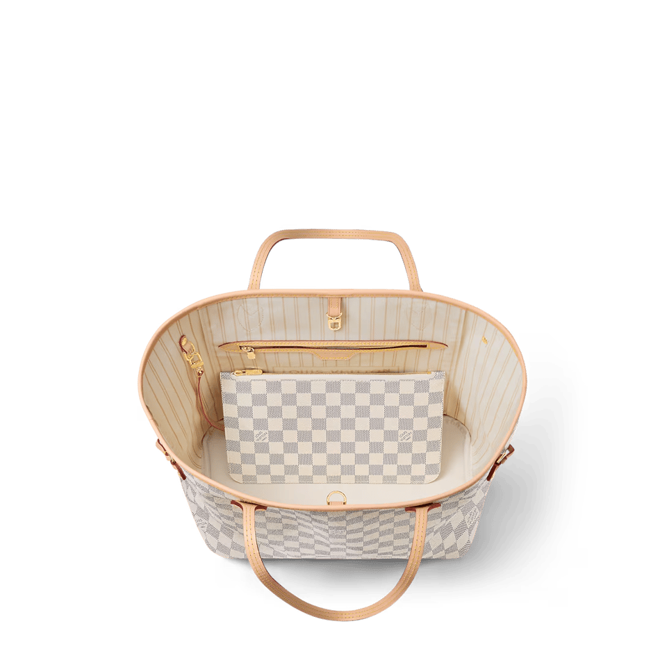 Louis Vuitton Neverfull MM Tote Bag Damier Azur Canvas Beige 31cm N40604 view 6