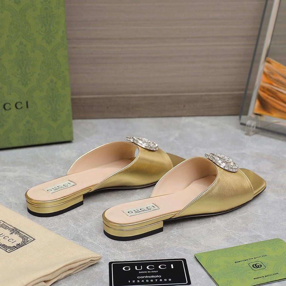 Gucci Gg Crystal Slippers Gold view 5