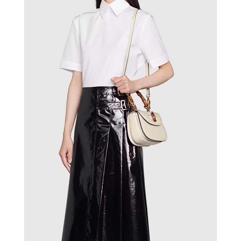 Gucci Small Top Handle Bag with Bamboo White view 4