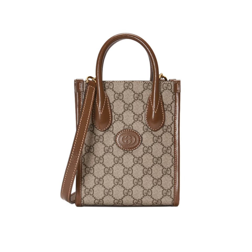 Gucci Mini Tote Bag with Interlocking G in GG Supreme view 2