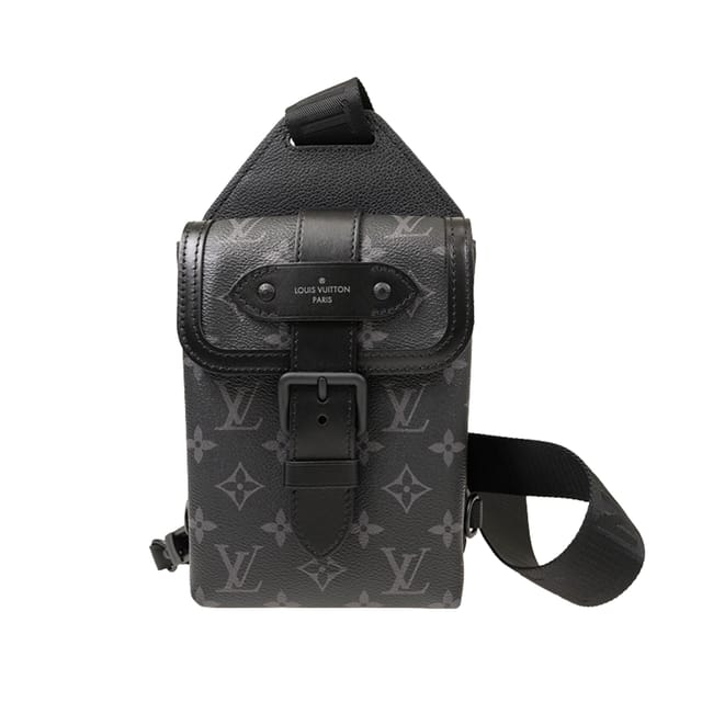 Louis Vuitton Monogram Eclipse Saumur Slingbag 26cm/10.25in Black M45912