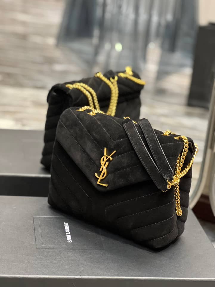 Saint Laurent Loulou Small Flap Bag Suede Black 25Cm view 7