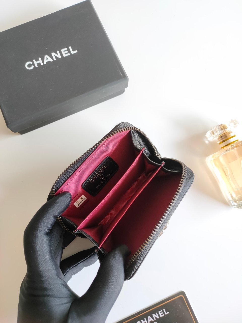 Chanel Boy Zip Coin Purse 11.5 Black Calfskin Icon view 5