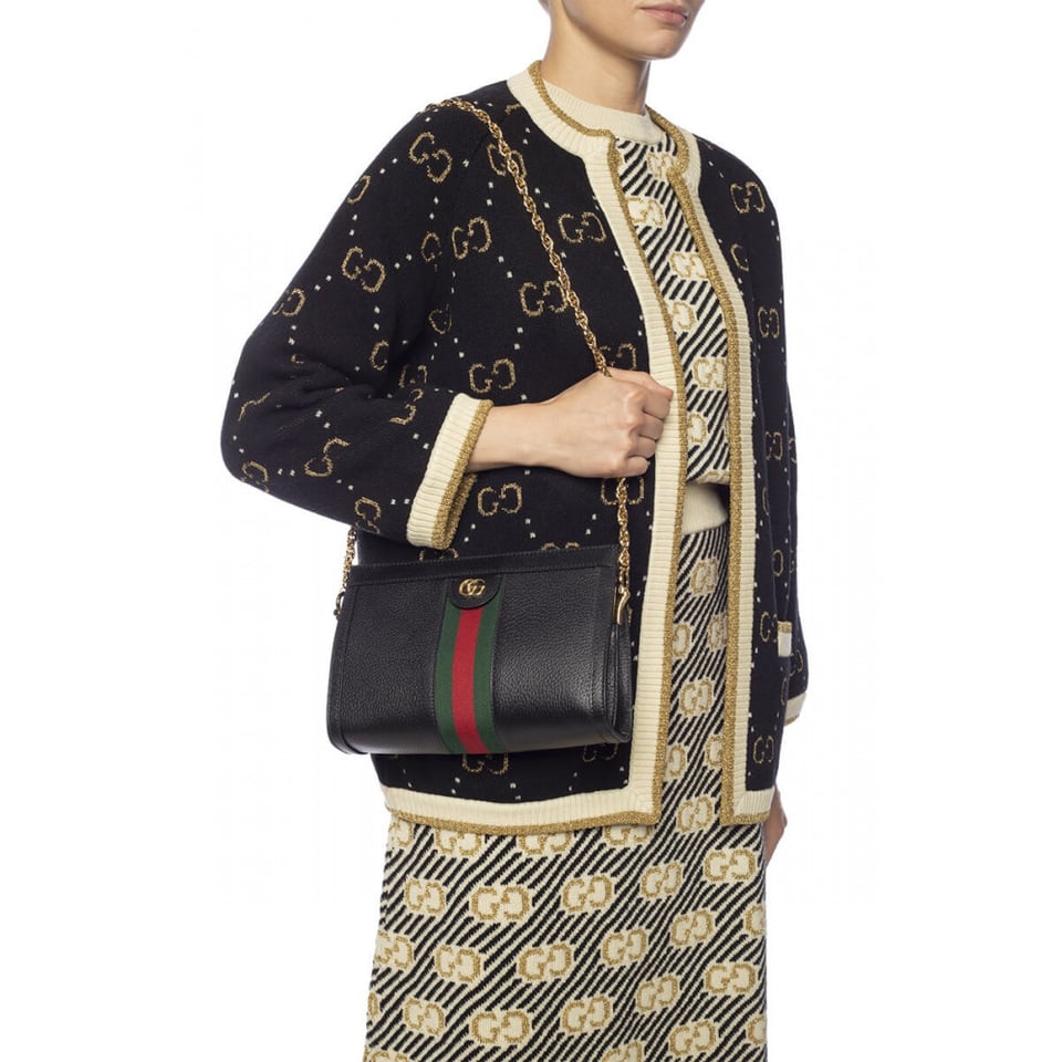 Gucci Ophidia Small Shoulder Bag in Black Leather view 3