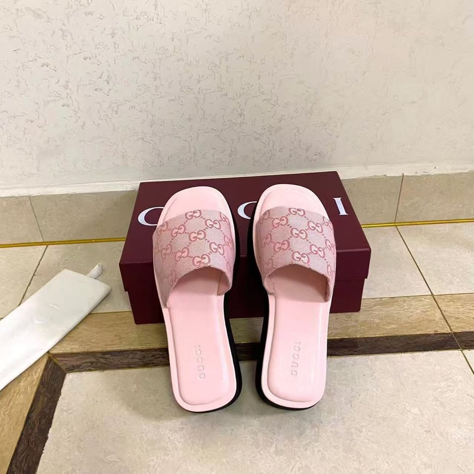 Gucci Flatform Slide Sandal Pink GG Canvas ‎A0034R For Women view 4