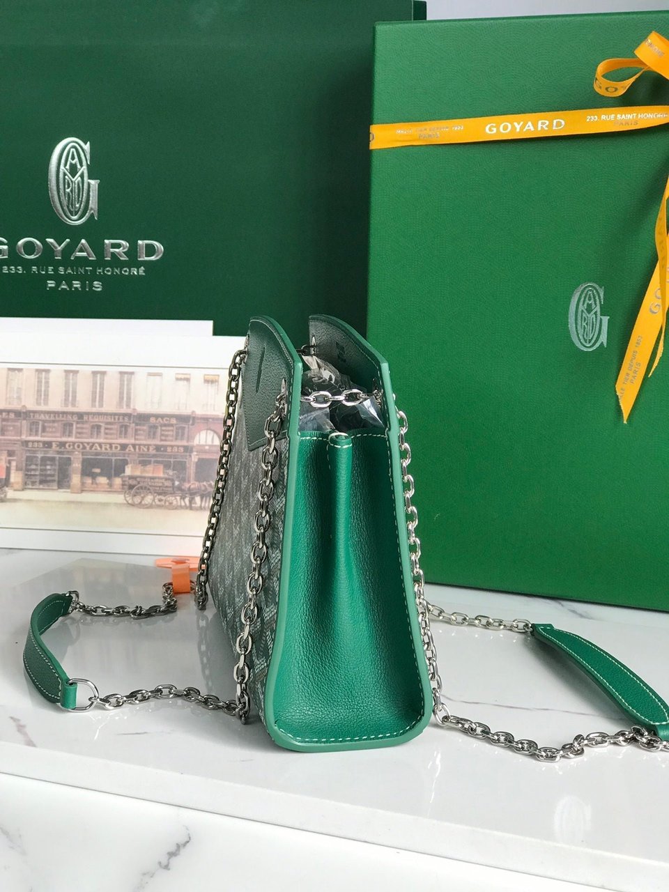 Goyard Rouette Structuré Mini Bag 21 Cm Green Goyardine Canvas And Calfskin view 7