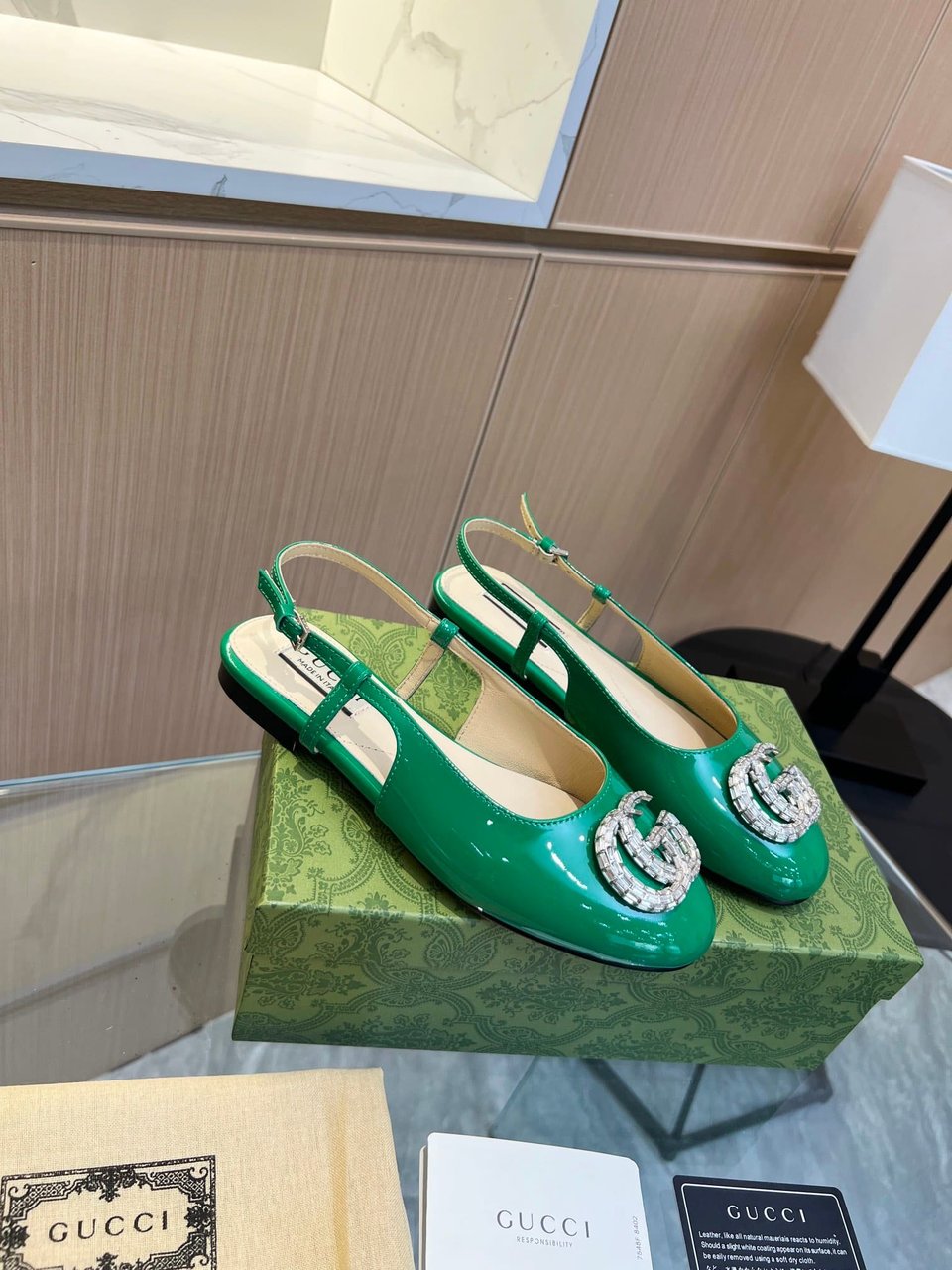 Gucci Gg Crystal Slingback Green view 6