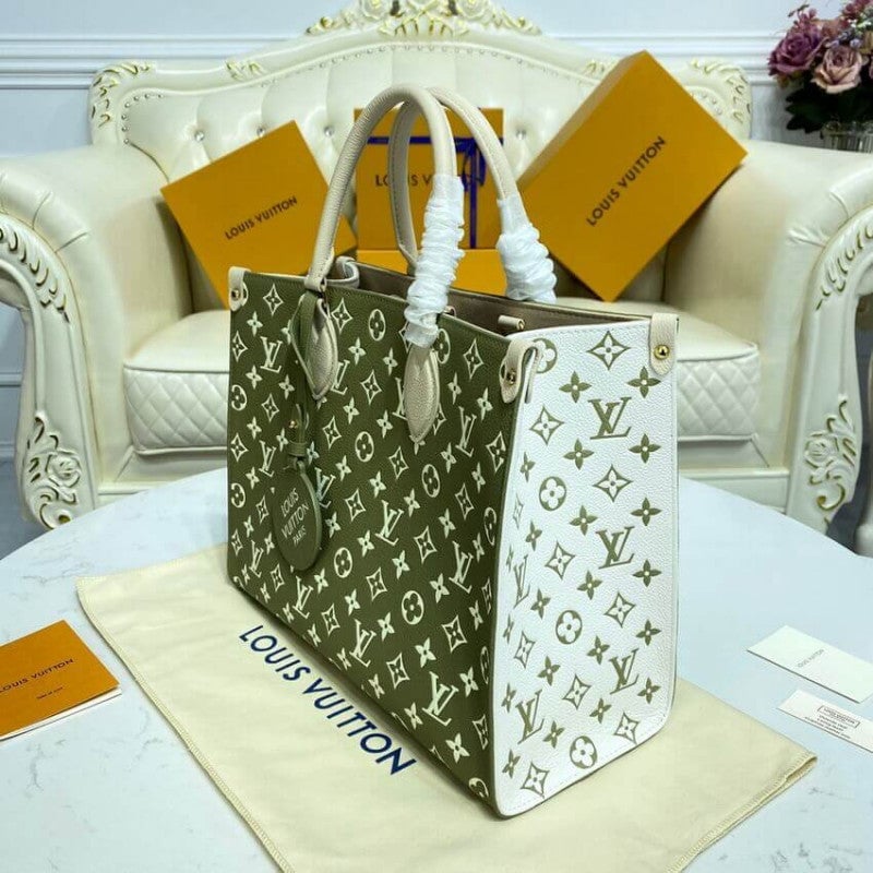 Louis Vuitton Onthego MM Tote Monogram Empreinte ‘Kaki Beige’ 35cm view 8