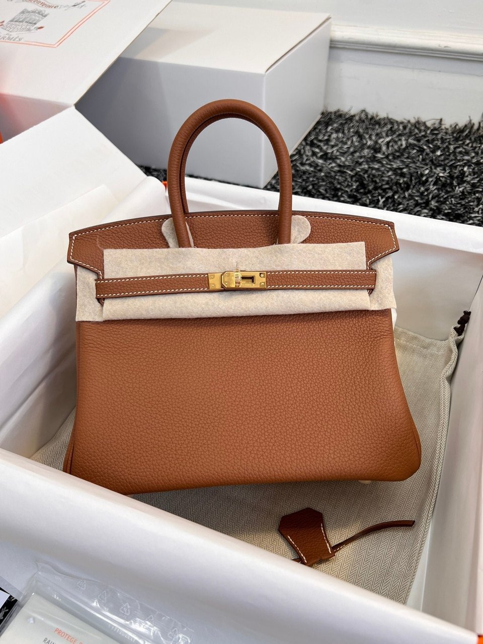 Hermes Birkin 25Cm Gold Togo Leather Gold Hardware view 4