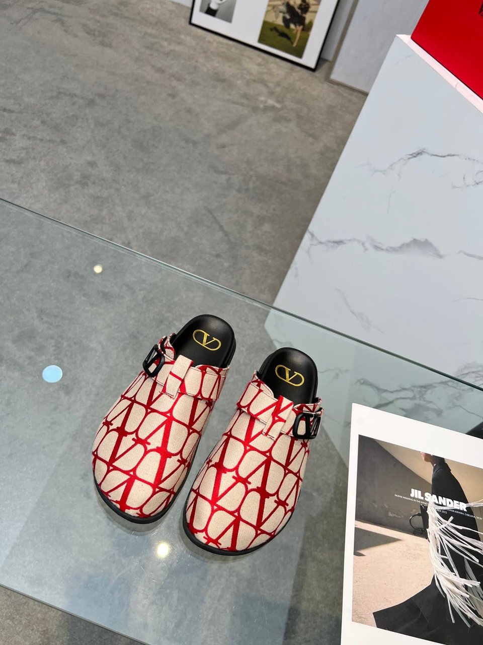 Valentino Garavani Toile Iconographe Vlogo Clog Red view 11