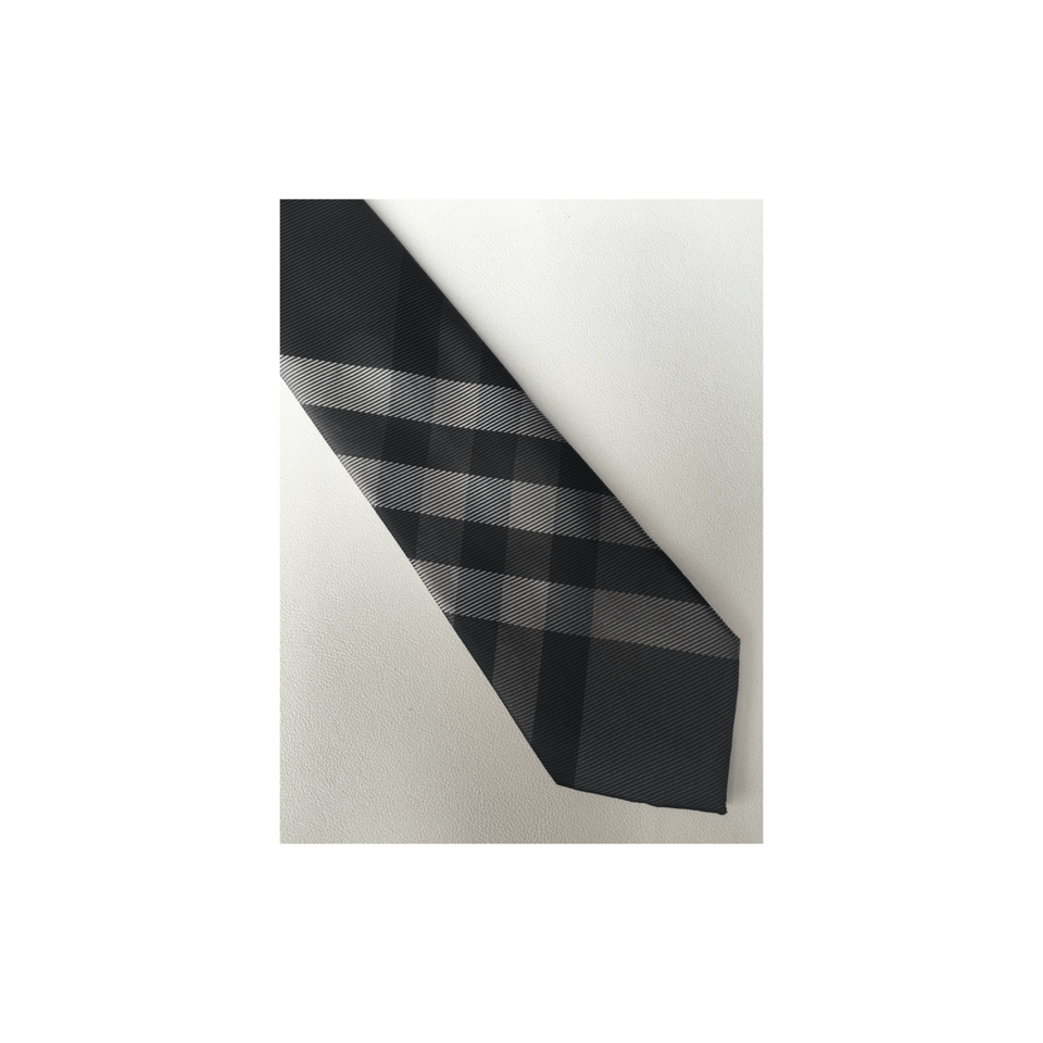 Burberry Gray Nova Check Silk Tie For Men view 5