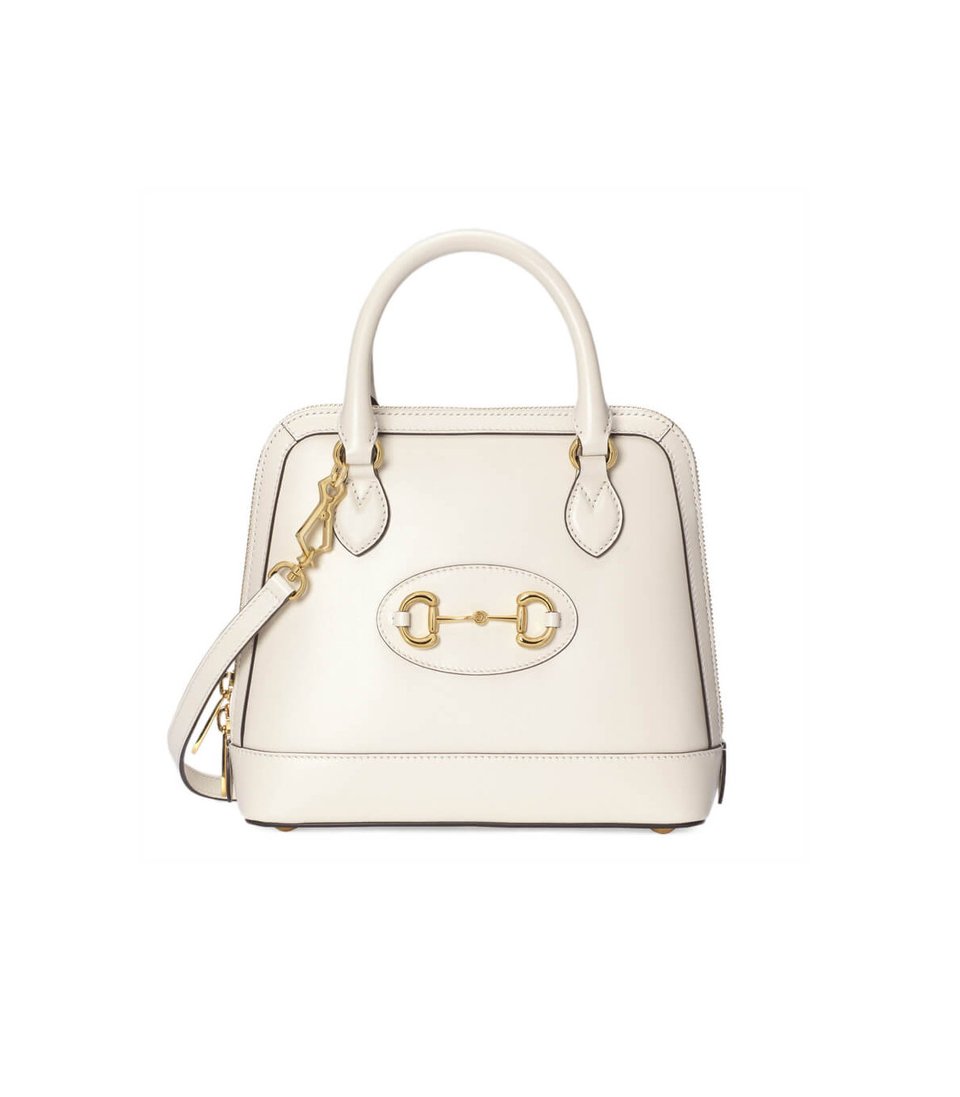 Gucci Horsebit 1955 Small Top Handle Bag in White Leather