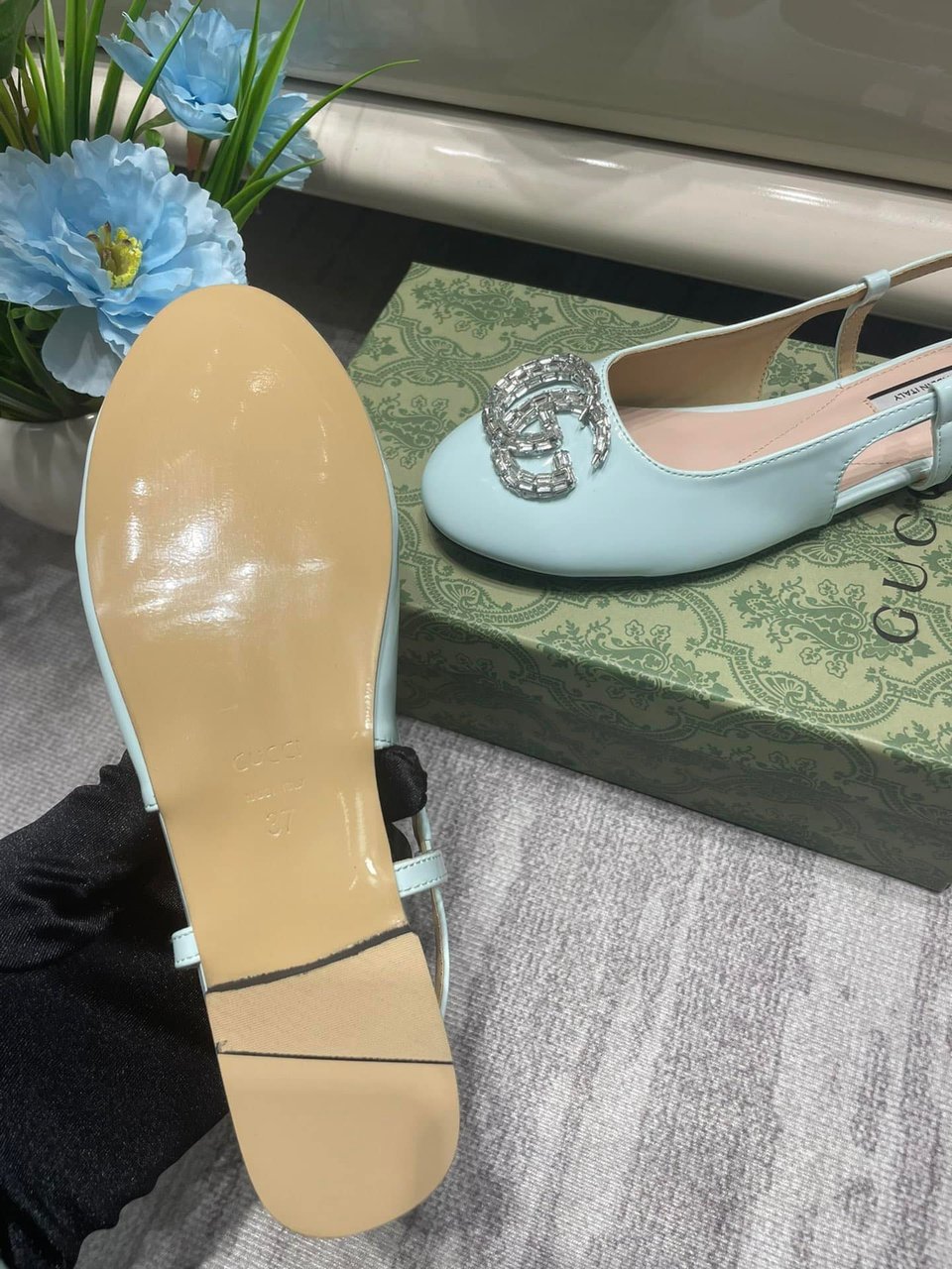 Gucci Women’S Ballerina With Double G Pale Green 762765 Bnc00 3401 view 10
