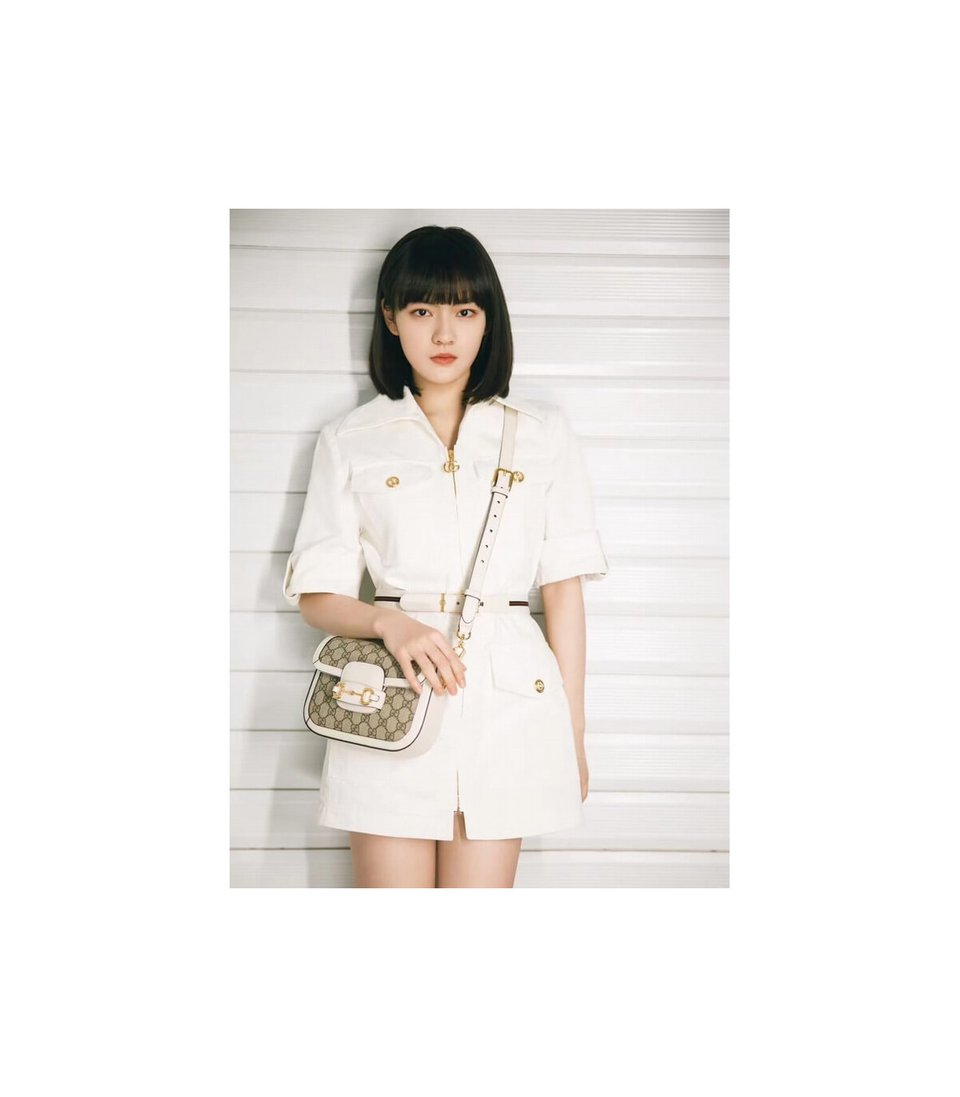 Gucci Horsebit 1955 Mini Bag in GG Supreme White 20.5cm view 3