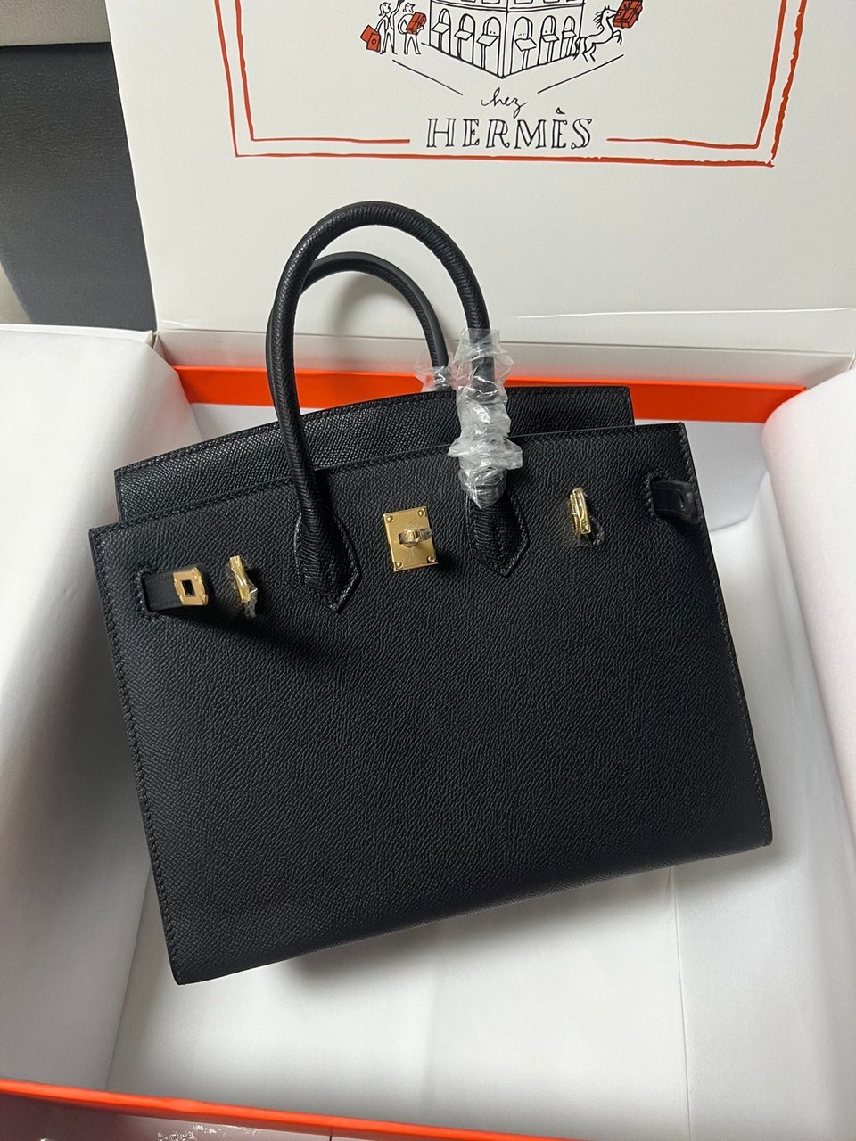 Hermes Birkin Sellier Black Epsom Leather Gold Hardware view 9