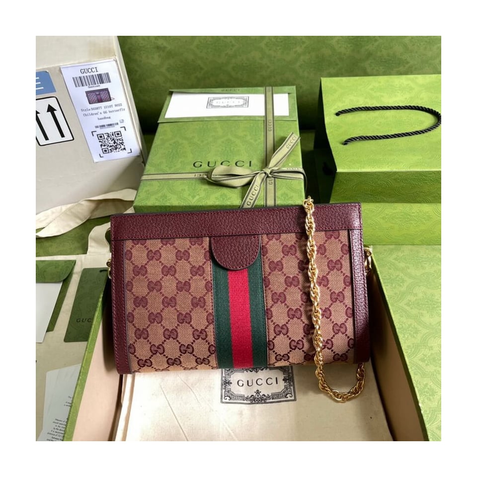 Gucci Ophidia GG Small Shoulder Bag 503877 in Burgundy view 3