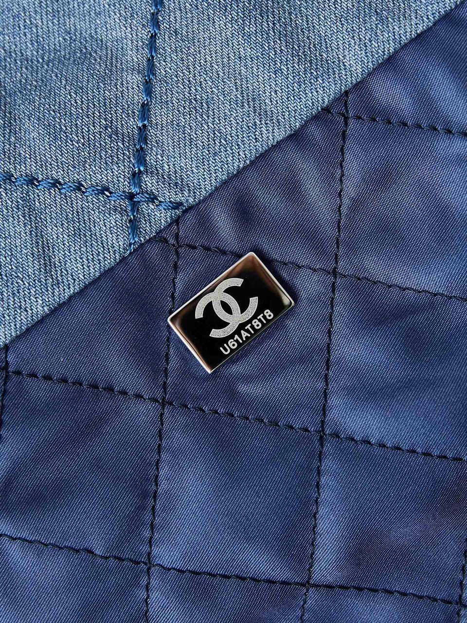 Chanel 22 Hobo Wasted Blue Denim Silver Hardware view 3