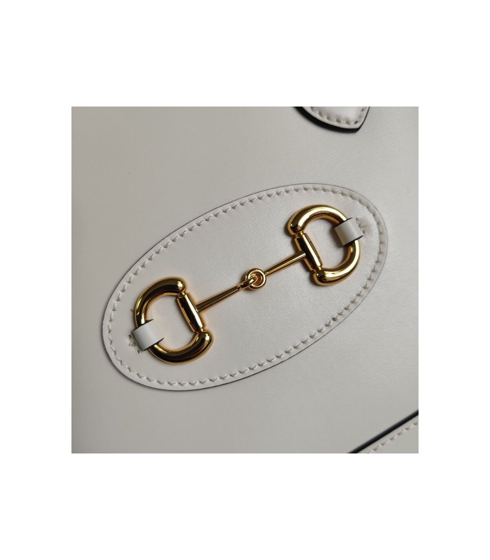 Gucci Horsebit 1955 Small Top Handle Bag in White Leather view 8