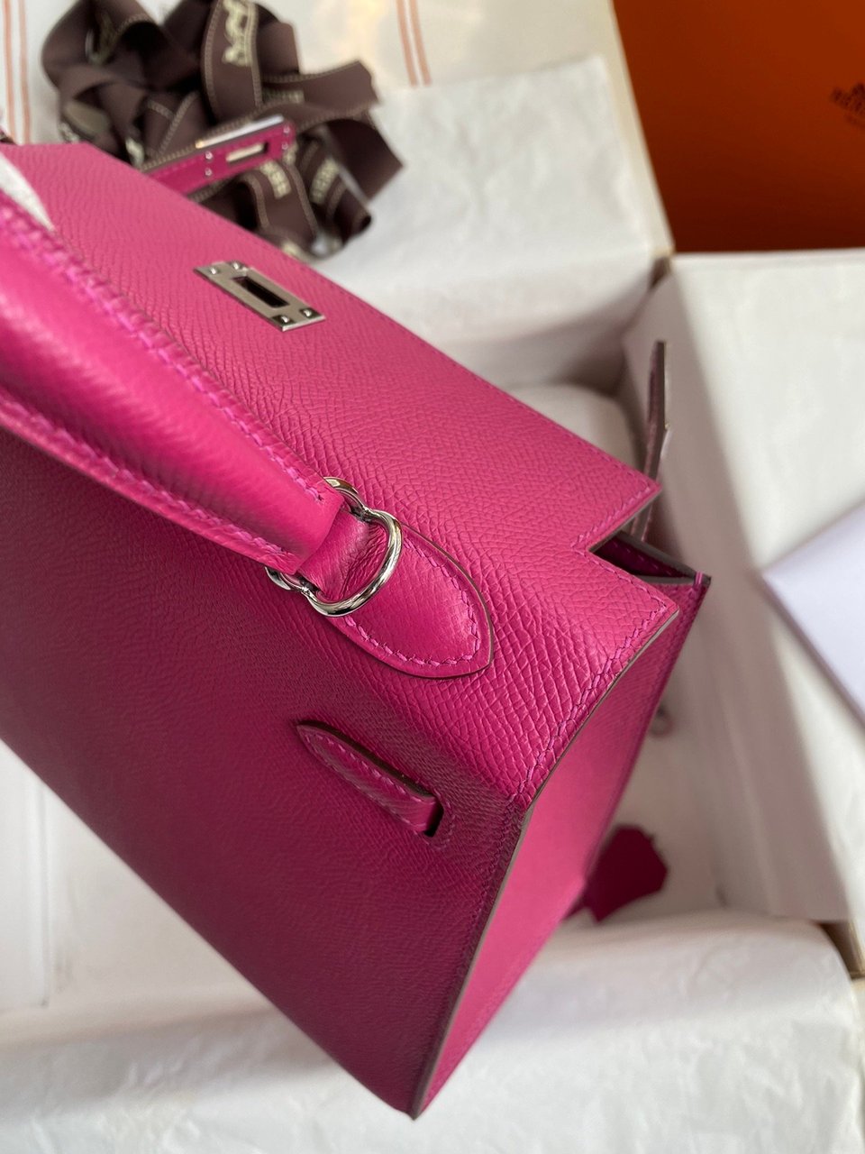 Hermes Kelly 25 Bag In Hot Pink Epsom Leather For Women 25cm/10in view 4