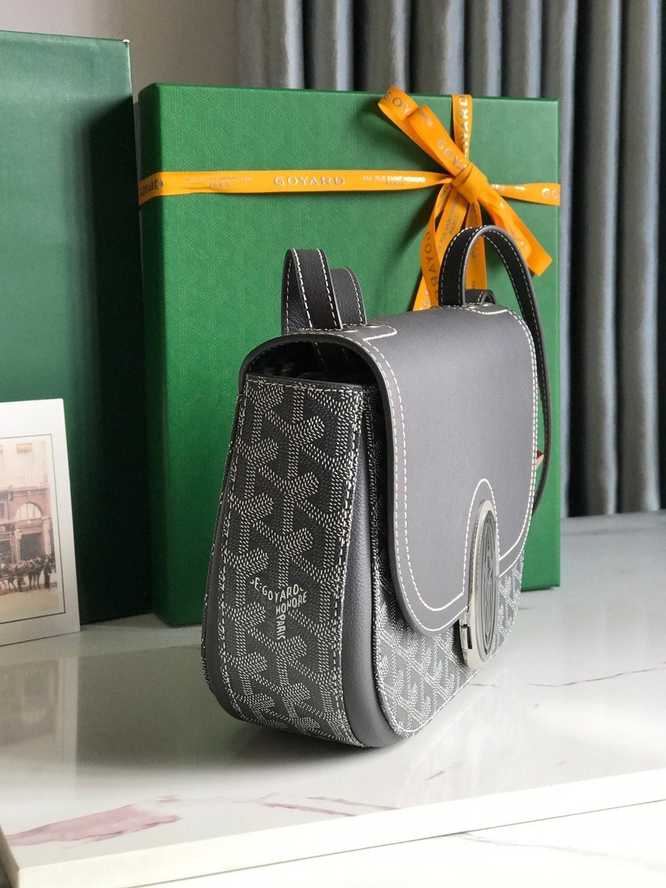 Goyard 233 Bag 25 Cm Gray Calfskin And Goyardine Canvas 25cm view 7